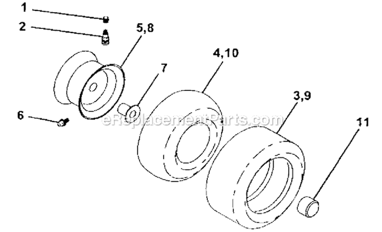 WheelsTires Diagram and Parts List for 917273470  Craftsman Lawn Tractor