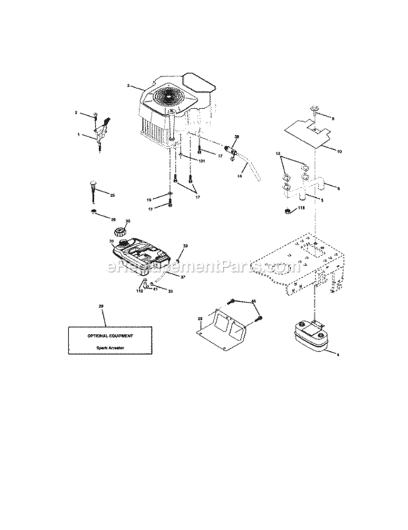 Page E Diagram and Parts List for 917273481  Craftsman Lawn Tractor