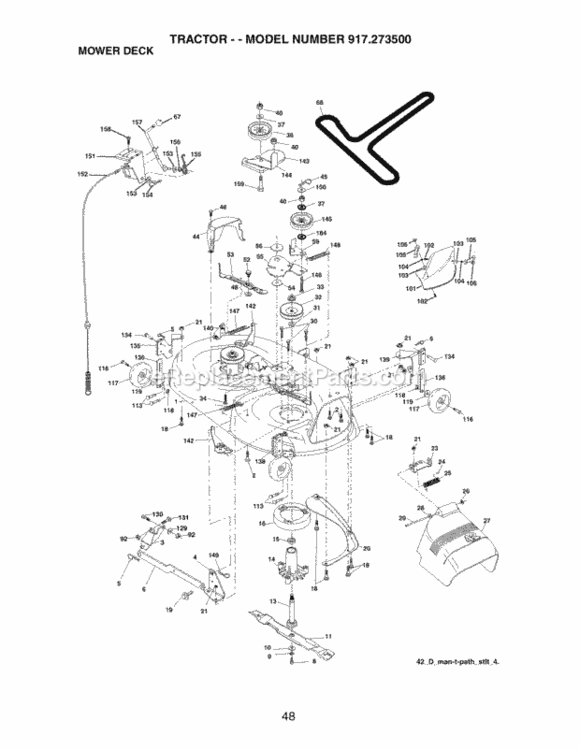 Page J Diagram and Parts List for 917273500  Craftsman Lawn Tractor
