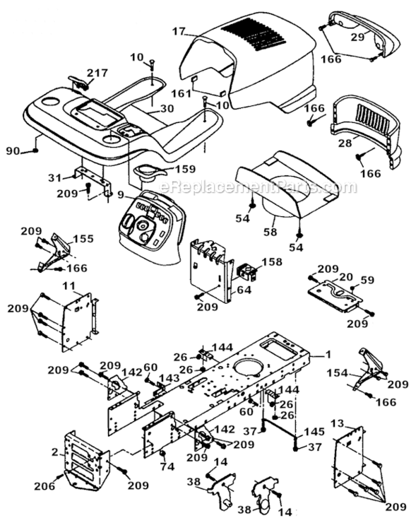 Chassis_And_Enclosures Diagram and Parts List for 917273631  Craftsman Lawn Tractor