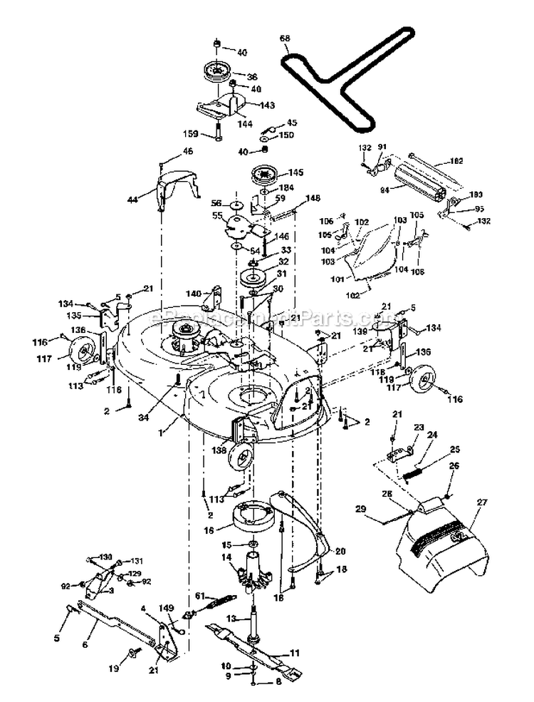 Mower Deck Diagram and Parts List for 917273639  Craftsman Lawn Tractor