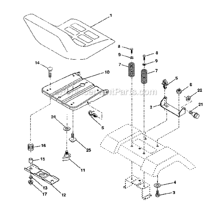 Seat Assembly Diagram and Parts List for 917273639  Craftsman Lawn Tractor