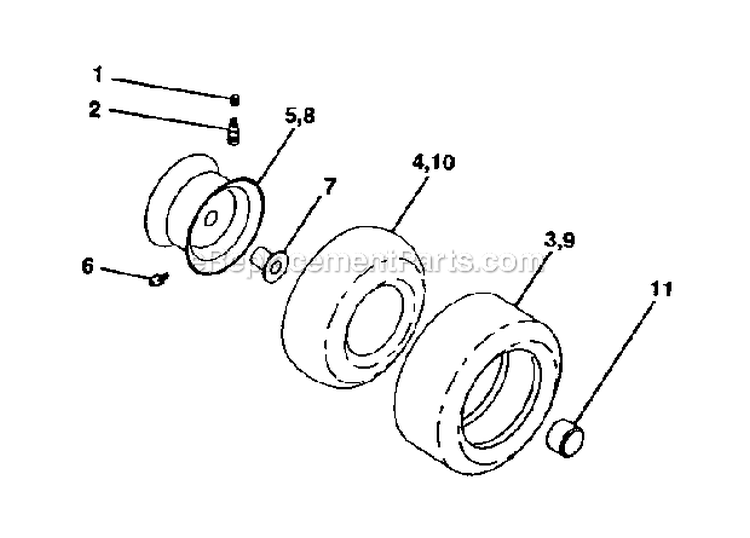 Wheels  Tires Diagram and Parts List for 917273639  Craftsman Lawn Tractor