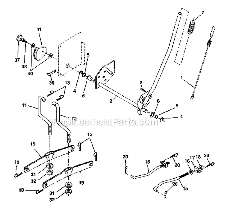 Lift Assembly Diagram and Parts List for 917273639  Craftsman Lawn Tractor