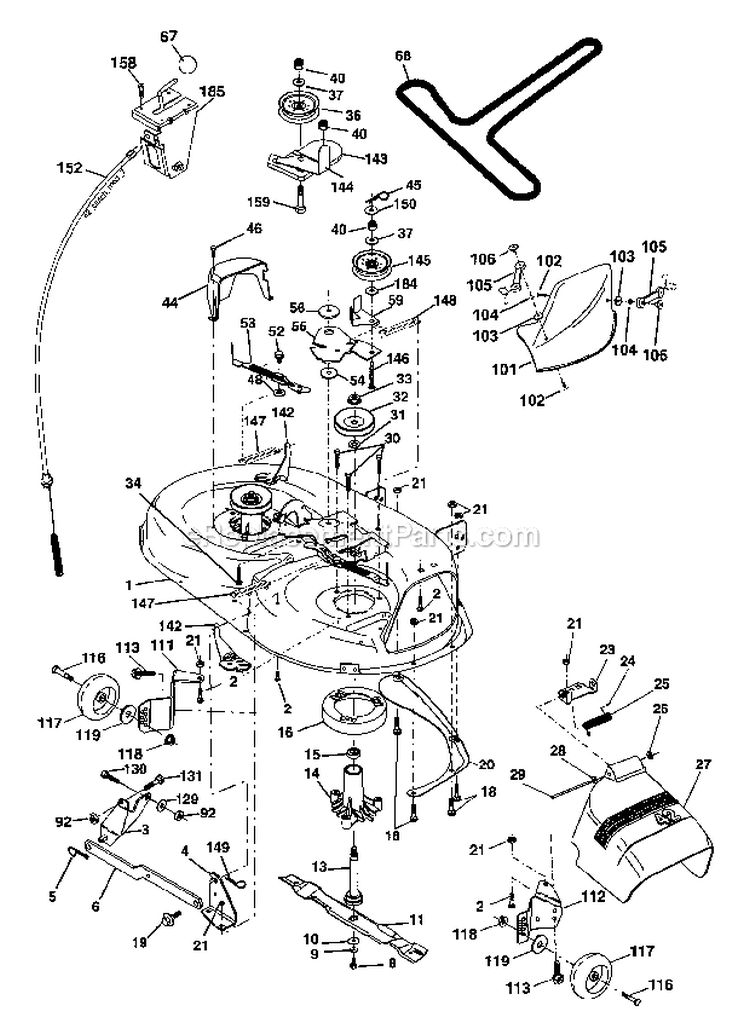 Mower Deck Diagram and Parts List for 917273764  Craftsman Lawn Tractor