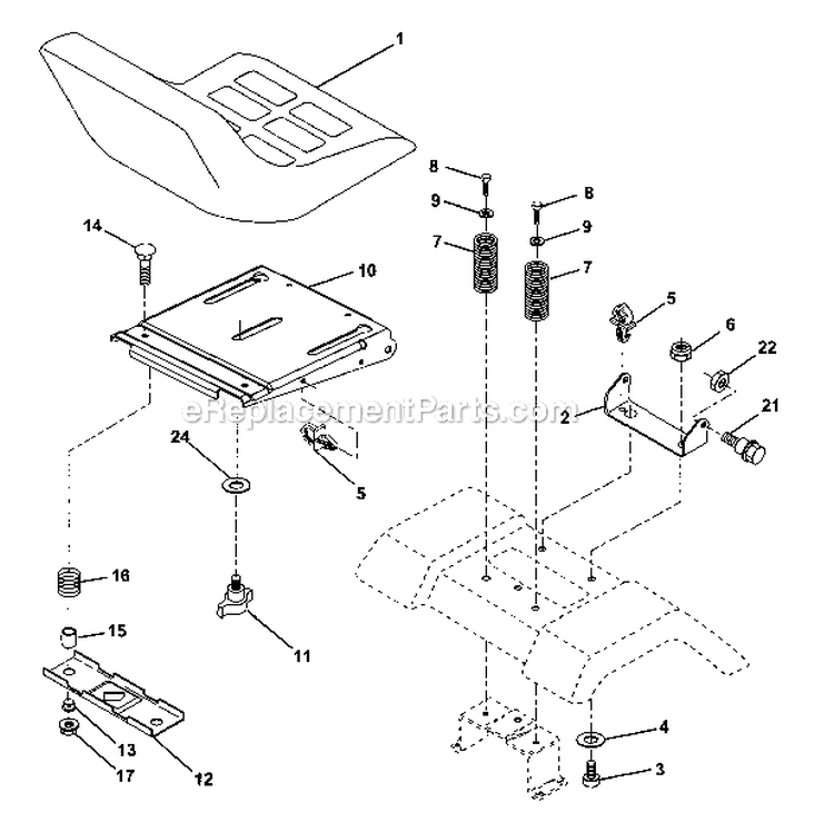 Seat Assembly Diagram and Parts List for 917273764  Craftsman Lawn Tractor