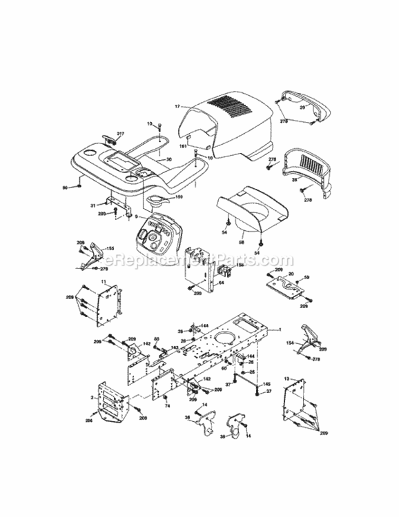Page B Diagram and Parts List for 917274040  Craftsman Lawn Tractor