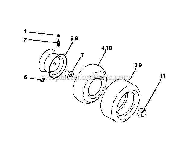 Wheels_And_Tires Diagram and Parts List for 917274350  Craftsman Lawn Tractor