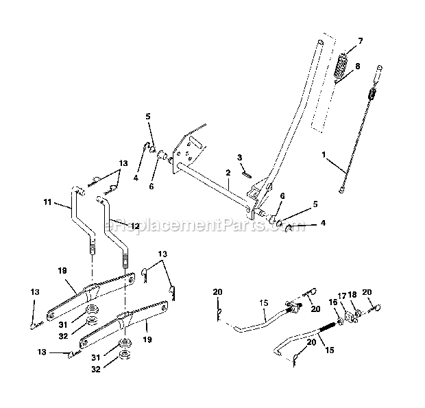 Lift_Assembly Diagram and Parts List for 917274350  Craftsman Lawn Tractor