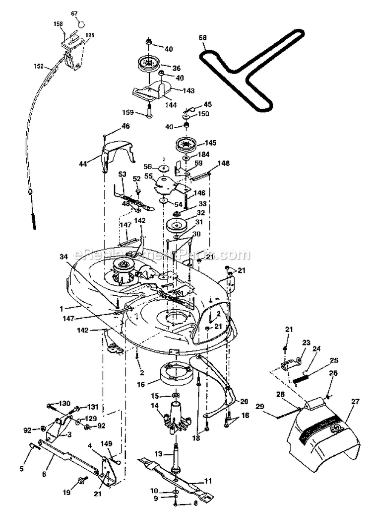 Mower Deck Diagram and Parts List for 917274390  Craftsman Lawn Tractor