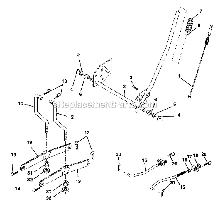 Lift Assembly Diagram and Parts List for 917274390  Craftsman Lawn Tractor
