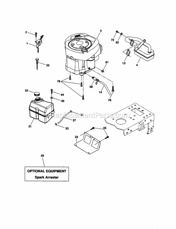 Page H Diagram and Parts List for 917274421  Craftsman Lawn Tractor