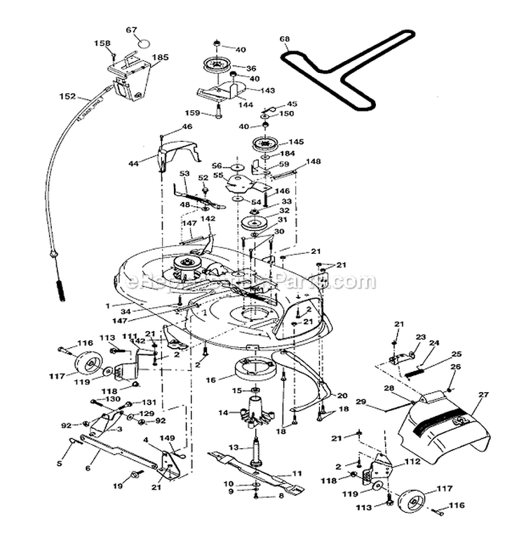 Mower Deck Diagram and Parts List for 917274761  Craftsman Lawn Tractor