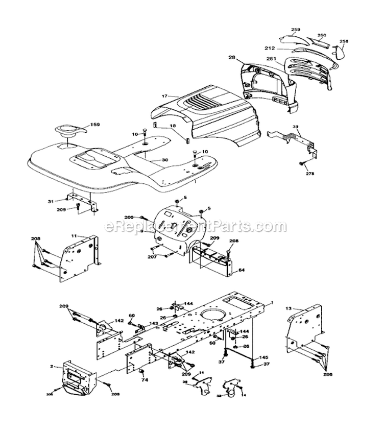 Chassis And Enclosures Diagram and Parts List for 917274761  Craftsman Lawn Tractor