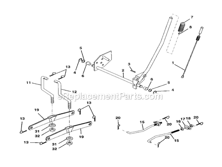 Lift Assembly Diagram and Parts List for 917274761  Craftsman Lawn Tractor