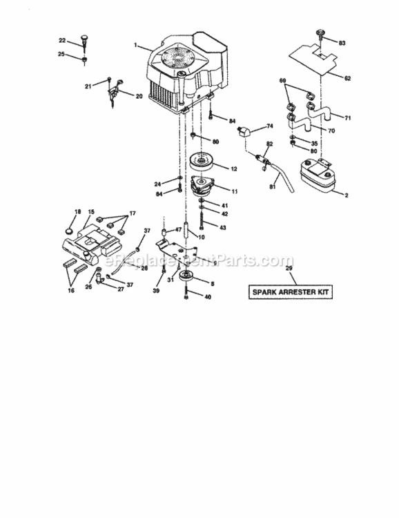 Page E Diagram and Parts List for 917274950  Craftsman Lawn Tractor