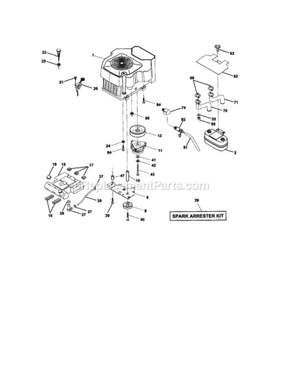 Page E Diagram and Parts List for 917274951  Craftsman Lawn Tractor