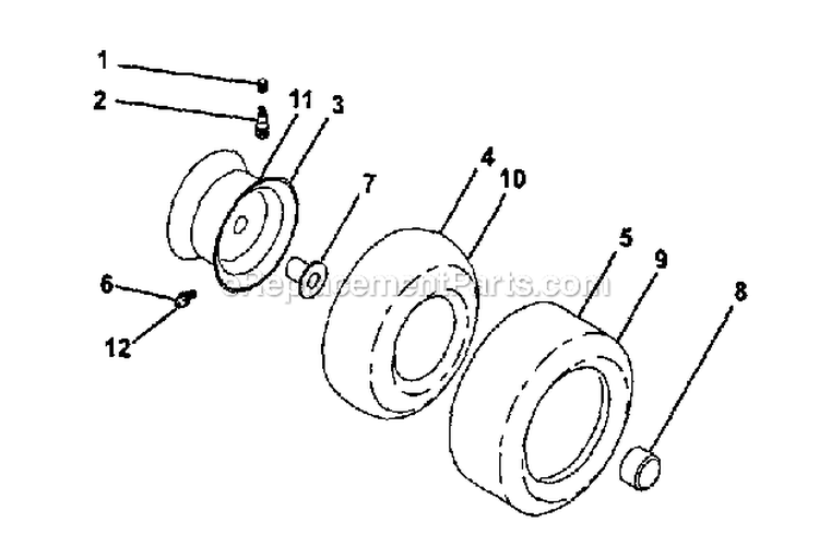 Wheels  Tires Diagram and Parts List for 917274961  Craftsman Lawn Tractor