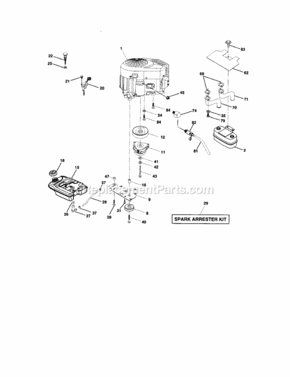 Page E Diagram and Parts List for 917274980  Craftsman Lawn Tractor