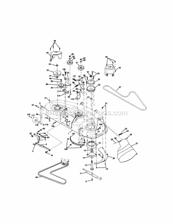 Page J Diagram and Parts List for 917275011  Craftsman Lawn Tractor