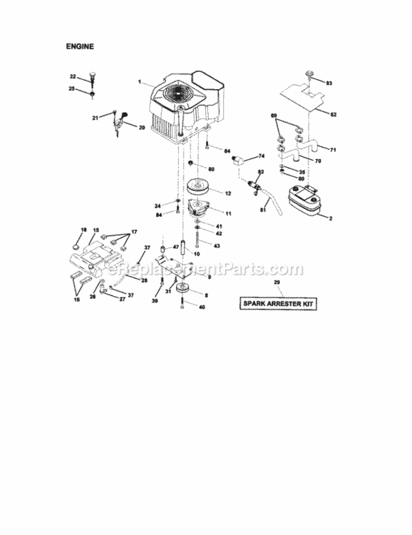 Page E Diagram and Parts List for 917275020  Craftsman Lawn Tractor