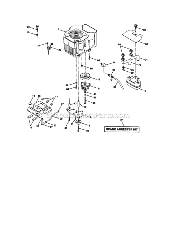 Page E Diagram and Parts List for 917275021  Craftsman Lawn Tractor
