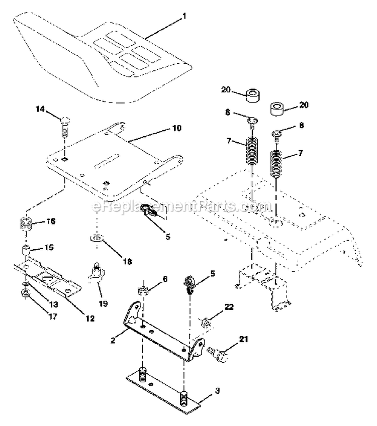 Seat Assembly Diagram and Parts List for 917275023  Craftsman Lawn Tractor
