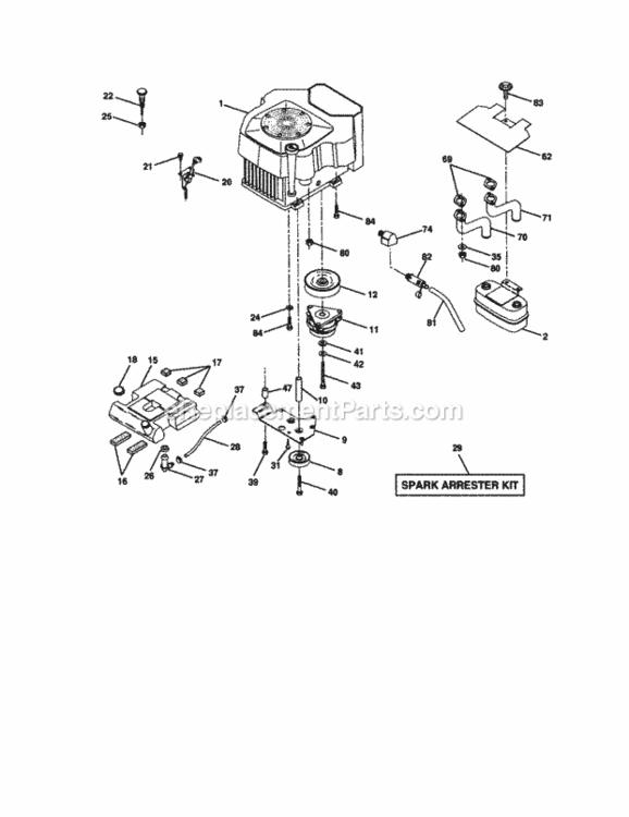 Page E Diagram and Parts List for 917275030  Craftsman Lawn Tractor
