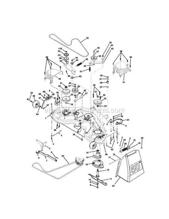 Page J Diagram and Parts List for 917275034  Craftsman Lawn Tractor