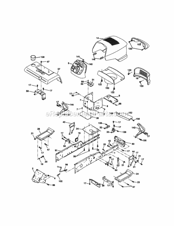 Page B Diagram and Parts List for 917275040  Craftsman Lawn Tractor