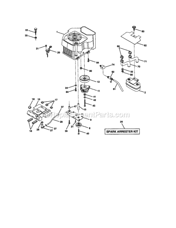 Page E Diagram and Parts List for 917275040  Craftsman Lawn Tractor