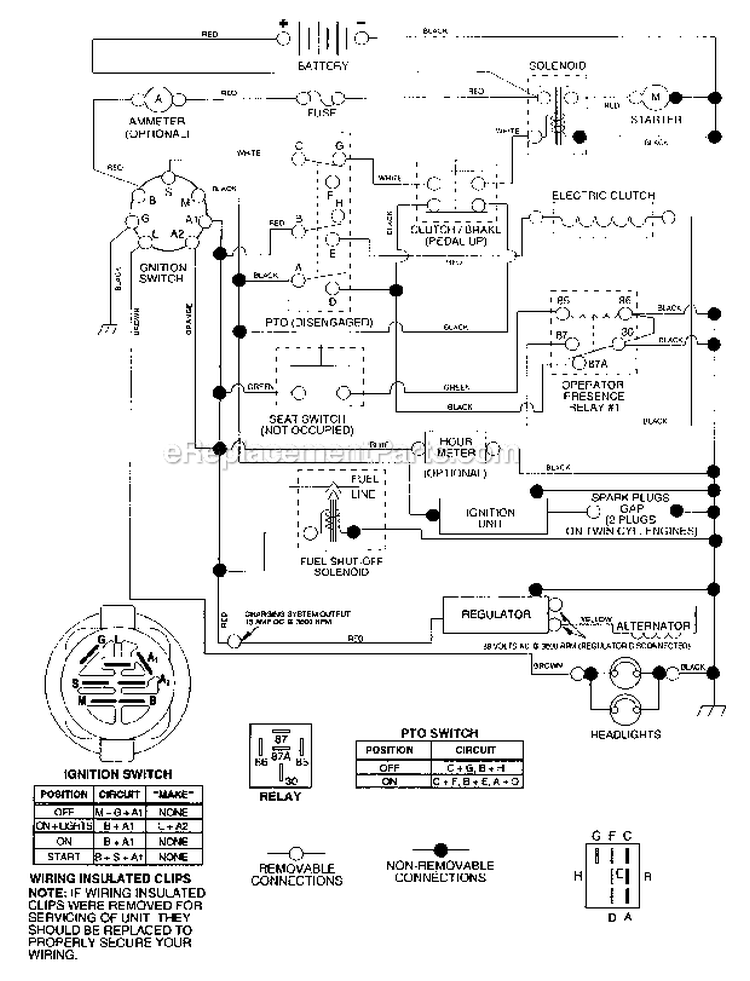 Schematic Diagram Diagram and Parts List for 917275041  Craftsman Lawn Tractor