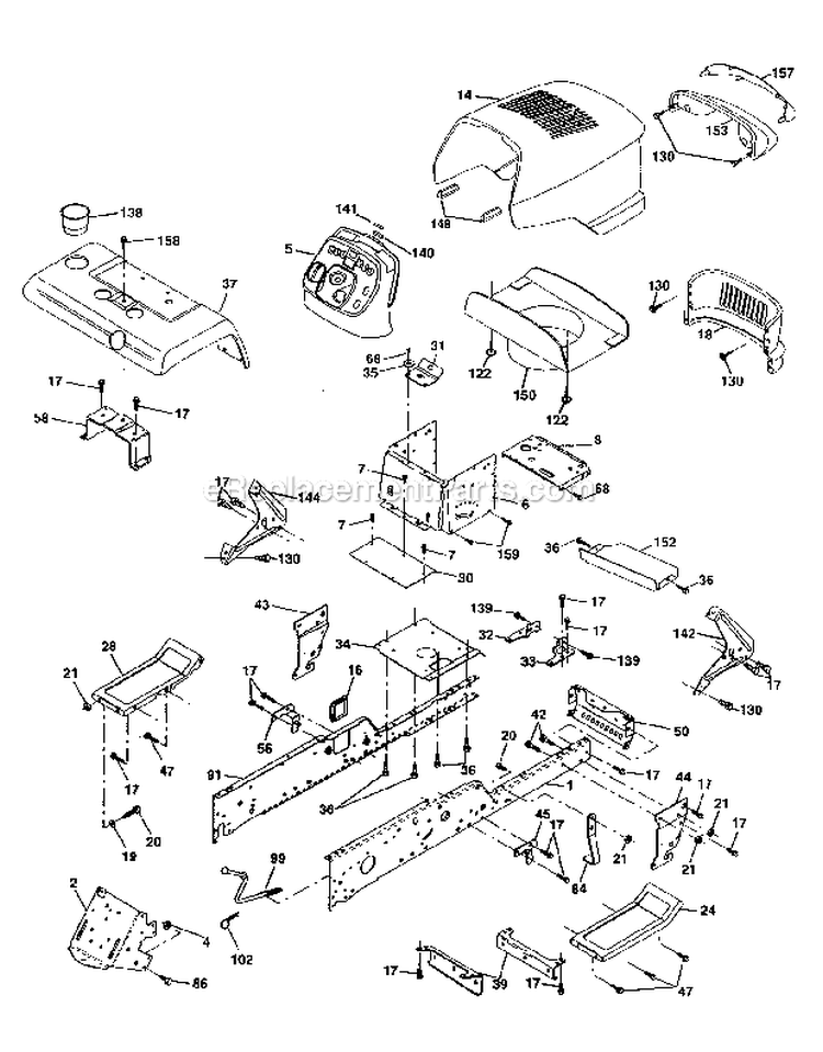 ChassisEnclosures Diagram and Parts List for 917275041  Craftsman Lawn Tractor