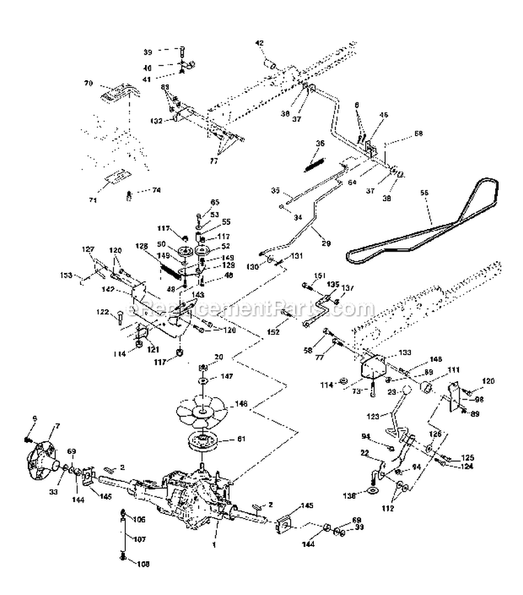 Ground Drive Diagram and Parts List for 917275041  Craftsman Lawn Tractor
