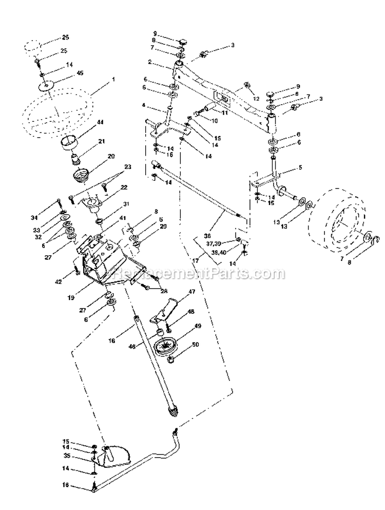 Steering Diagram and Parts List for 917275041  Craftsman Lawn Tractor