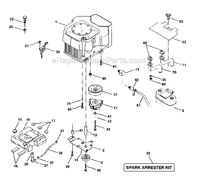 Engine Diagram and Parts List for 917275041  Craftsman Lawn Tractor