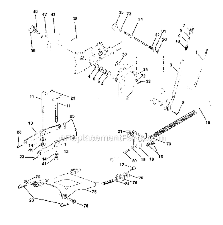 Lift Assembly Diagram and Parts List for 917275041  Craftsman Lawn Tractor