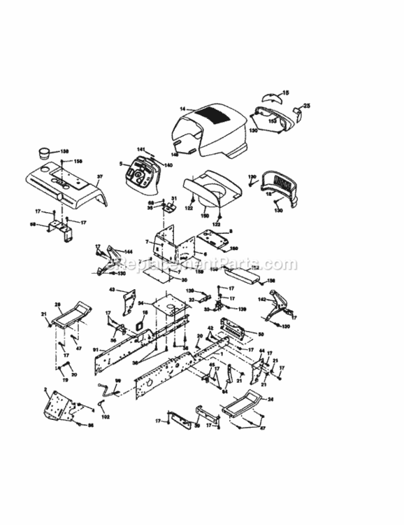 Page B Diagram and Parts List for 917275043  Craftsman Lawn Tractor