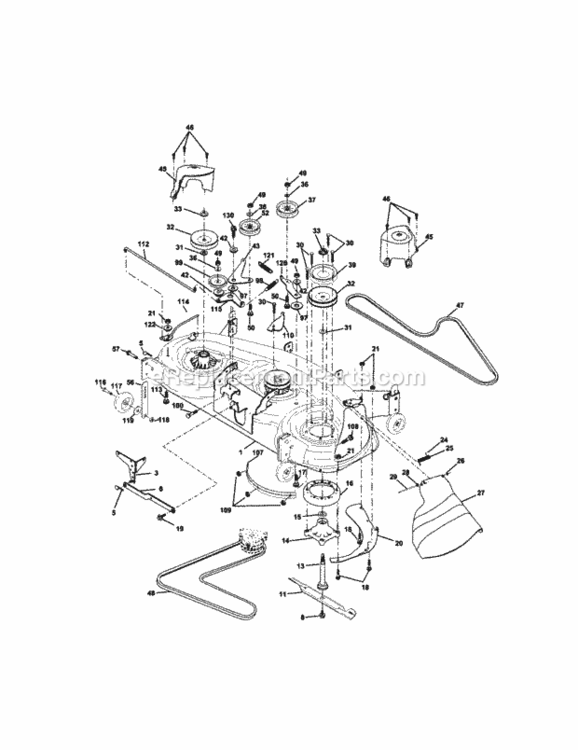 Page J Diagram and Parts List for 917275221  Craftsman Lawn Tractor