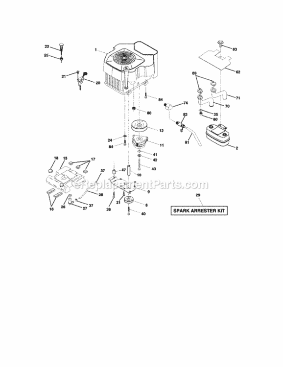 Page E Diagram and Parts List for 917275280  Craftsman Lawn Tractor