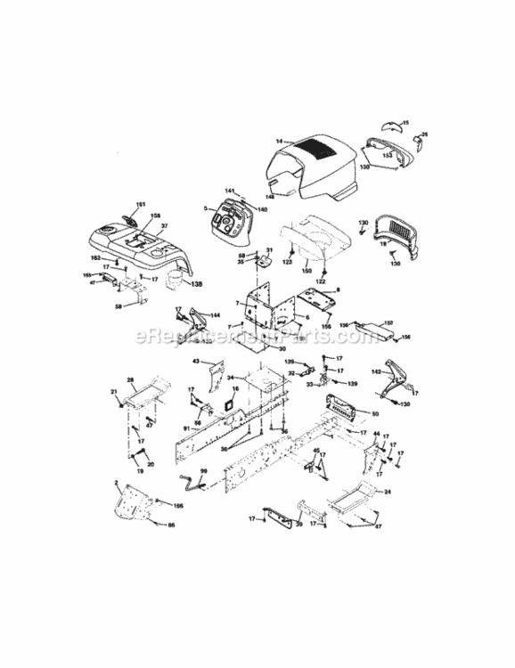 Page B Diagram and Parts List for 917275282  Craftsman Lawn Tractor