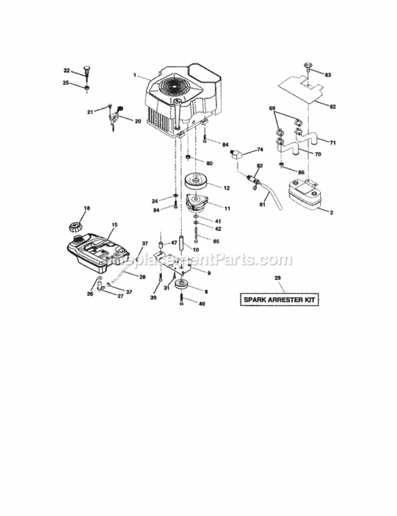 Page E Diagram and Parts List for 917275283  Craftsman Lawn Tractor