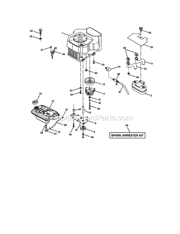 Page E Diagram and Parts List for 917275285  Craftsman Lawn Tractor