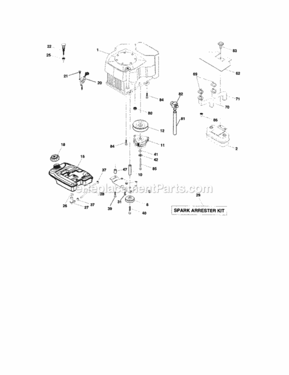 Page E Diagram and Parts List for 917275286  Craftsman Lawn Tractor