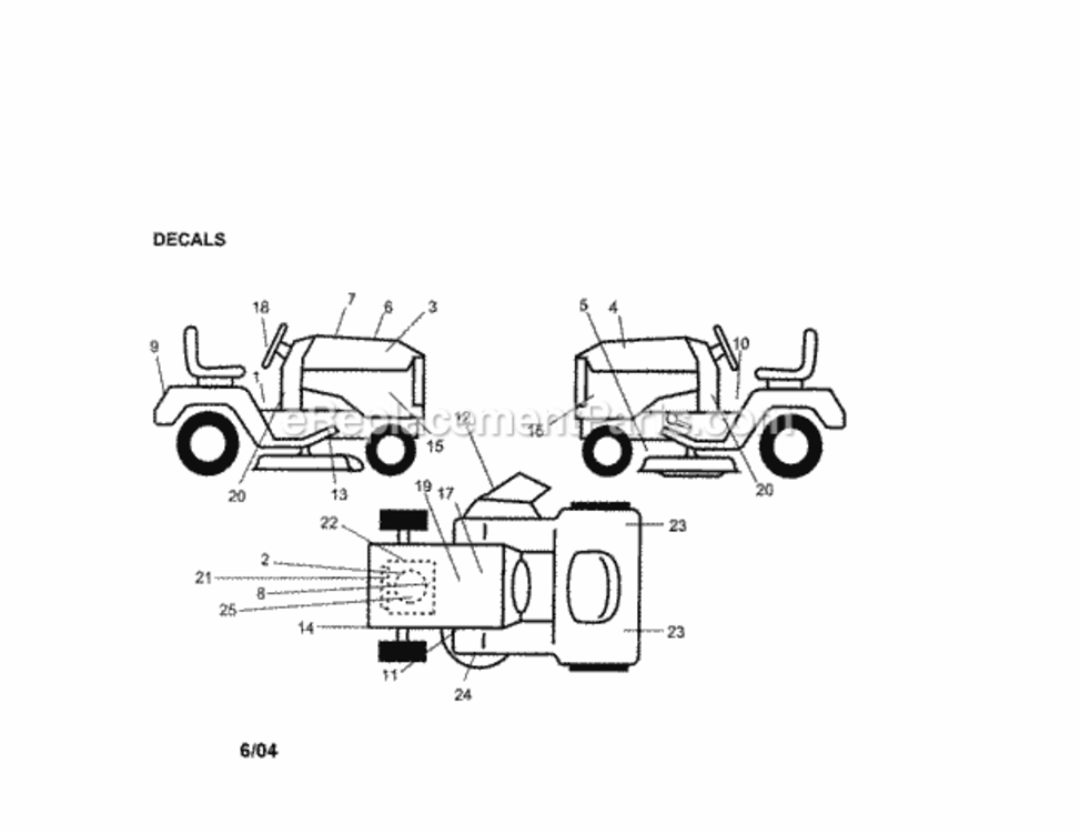 Page H Diagram and Parts List for 917275287  Craftsman Lawn Tractor