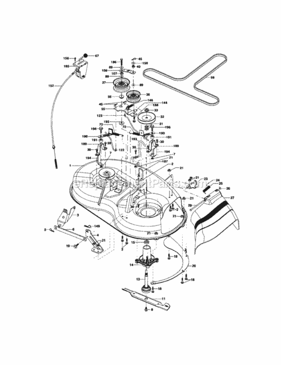 Mower_Deck Diagram and Parts List for 917275351  Craftsman Lawn Tractor