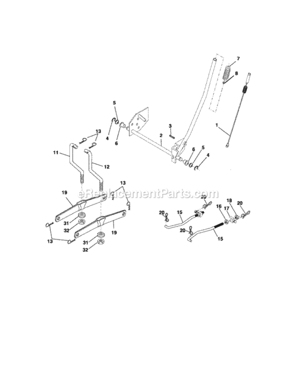 Lift_Assembly Diagram and Parts List for 917275351  Craftsman Lawn Tractor