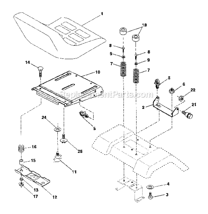 Seat_Assembly Diagram and Parts List for 917275661  Craftsman Lawn Mower