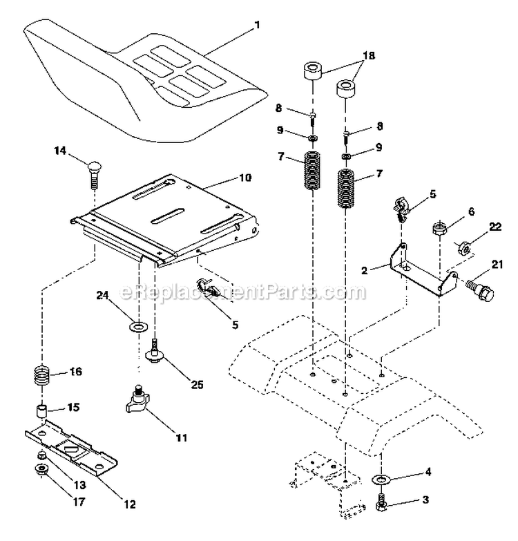 Seat Assembly Diagram and Parts List for 917275683  Craftsman Lawn Tractor