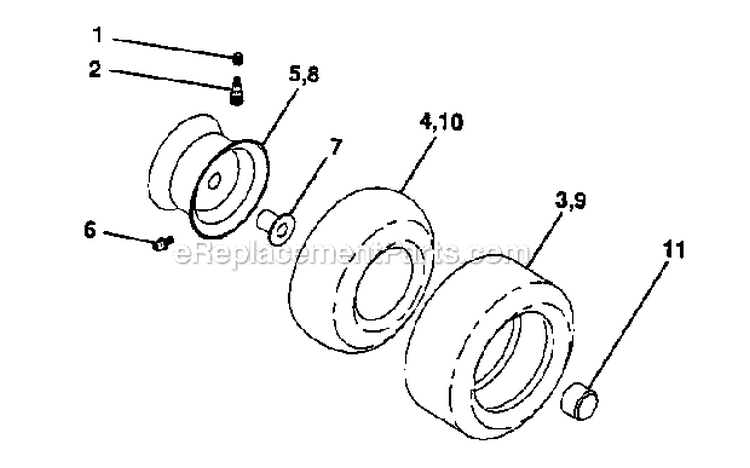 Wheels And Tires Diagram and Parts List for 917275683  Craftsman Lawn Tractor